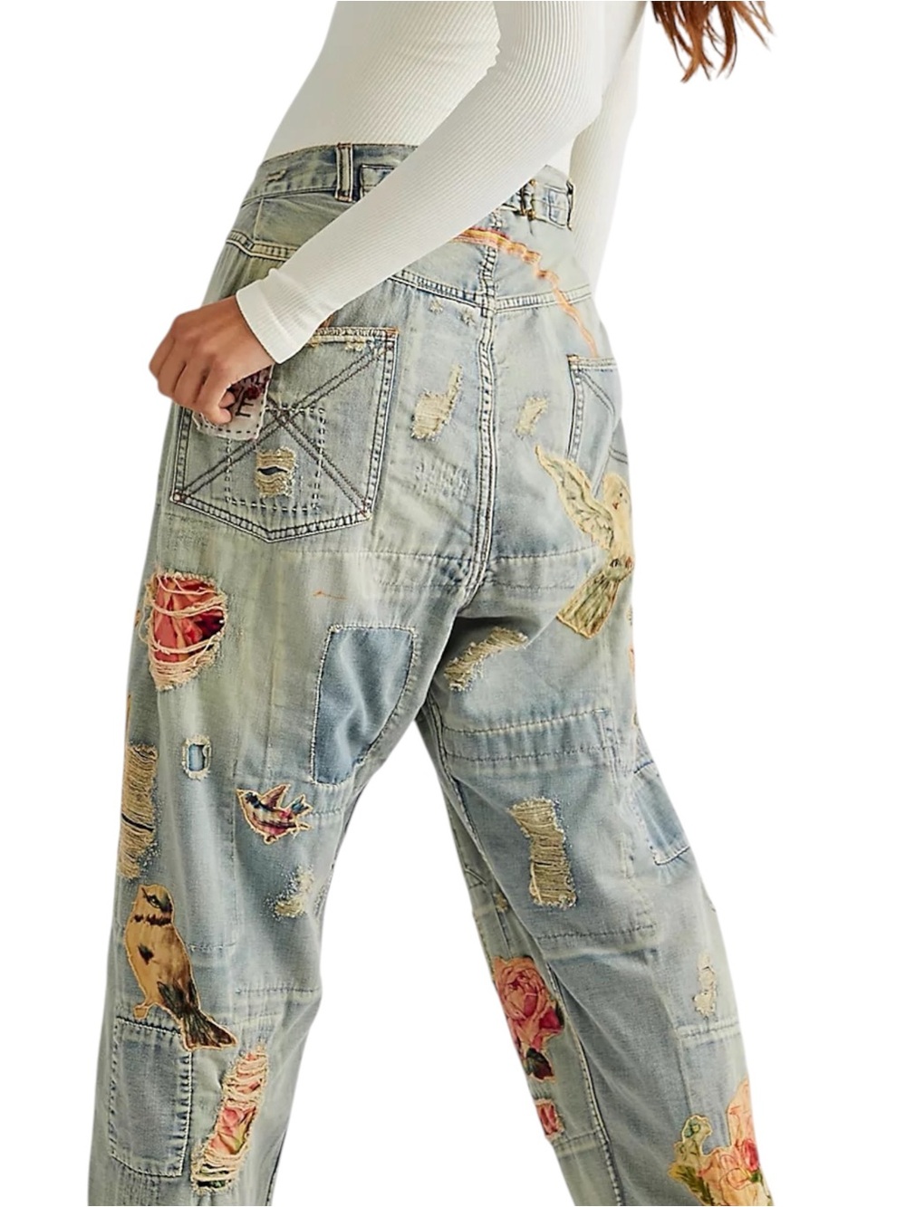 Magnolia Pearl Bird Lover Miner Denims 415 Washed Indigo Appliqué Jeans - Picture 9 of 10